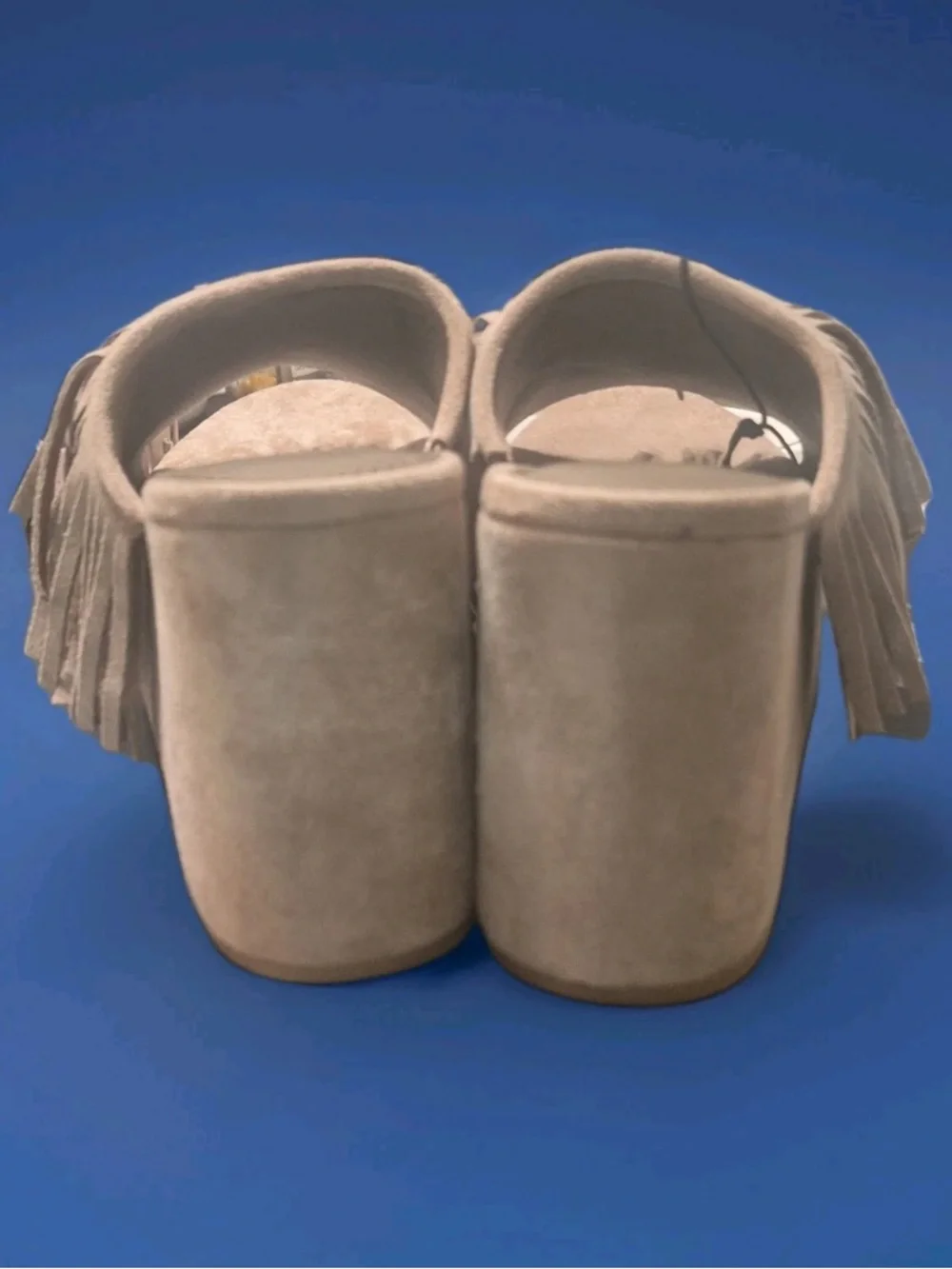 NWT! Madden NYC Women's Fringe Boho Taupe Faux Suede Wedge Platform Sandal Sz 9